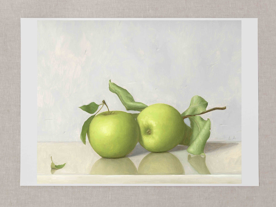 "A Pair of Apples With Leaves" Fine Art Print