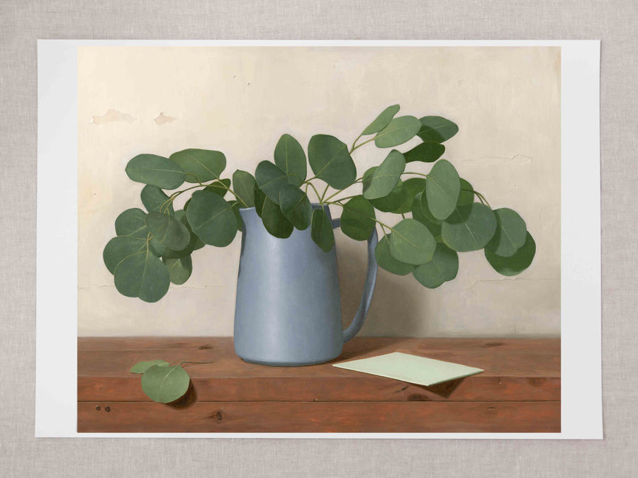 "Eucalyptus in Light Blue Jug" Fine Art Print