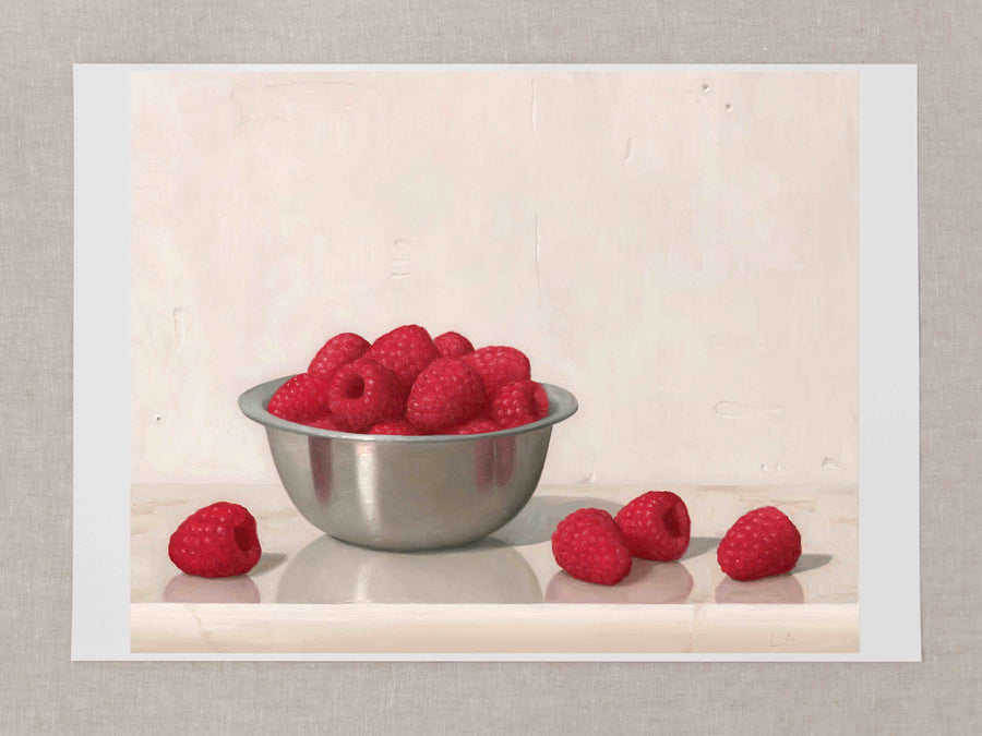 "Raspberries Silver Bowl" Fine Art Print